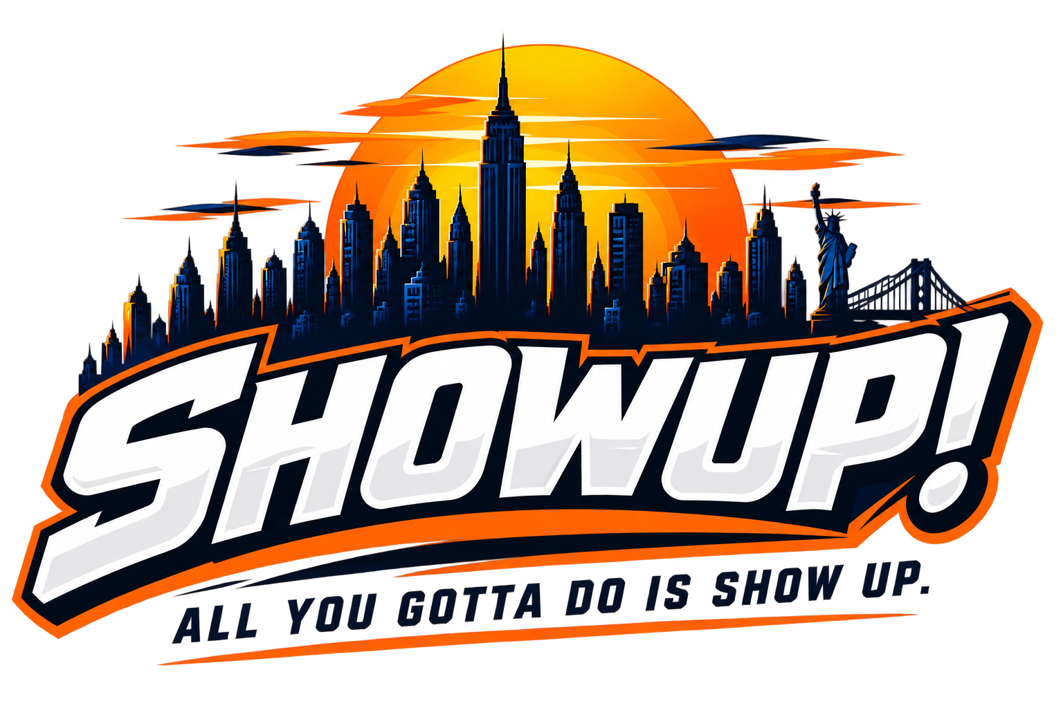 SHOWUP! skyline and sunset logo